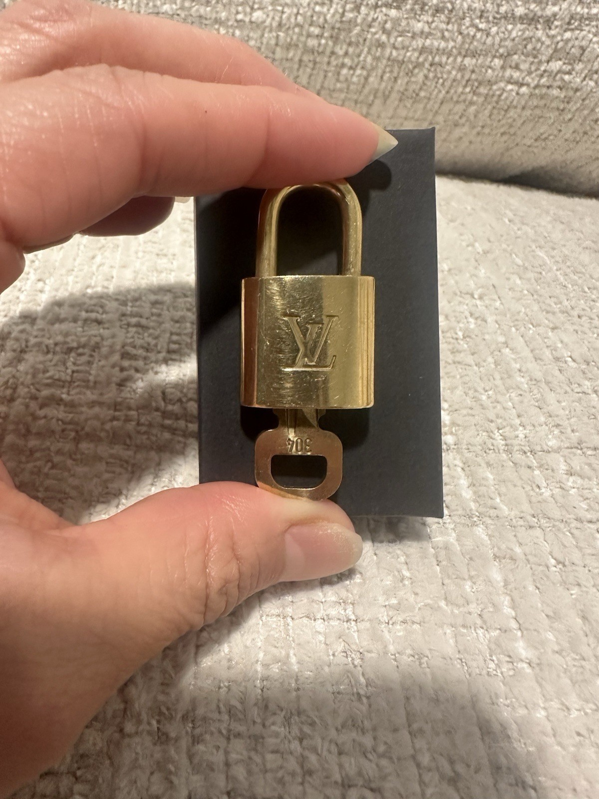 Louis Vuitton Brass-Tone Padlock and Key Set