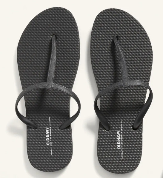 NEW Old Navy Plant-Based T-Strap Flip-Flops Sandals Black Women Size 6 7 9
