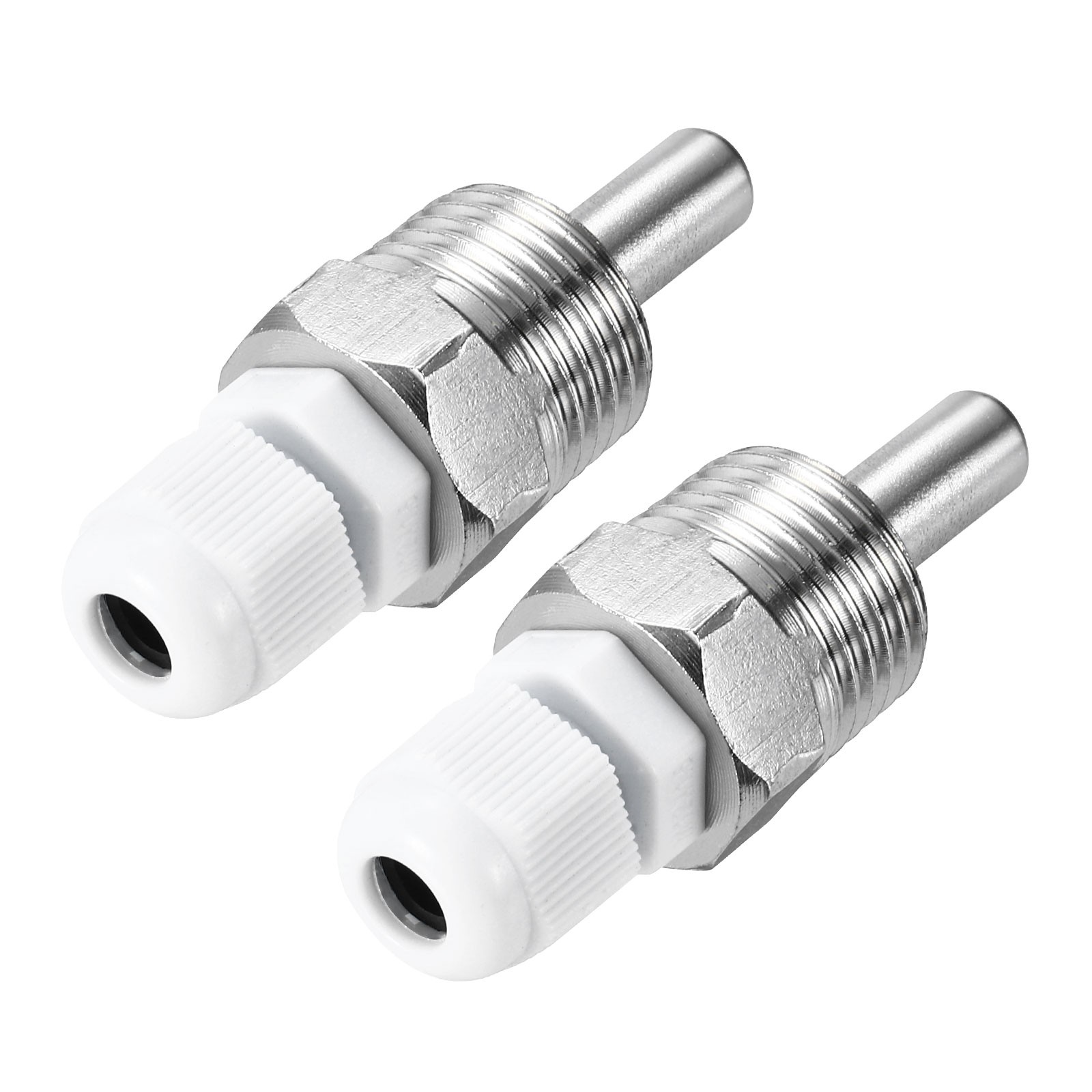 2 Pcs 8mm Dia G1/2 Thermowell Weldless Stainless Steel 201 30mm White