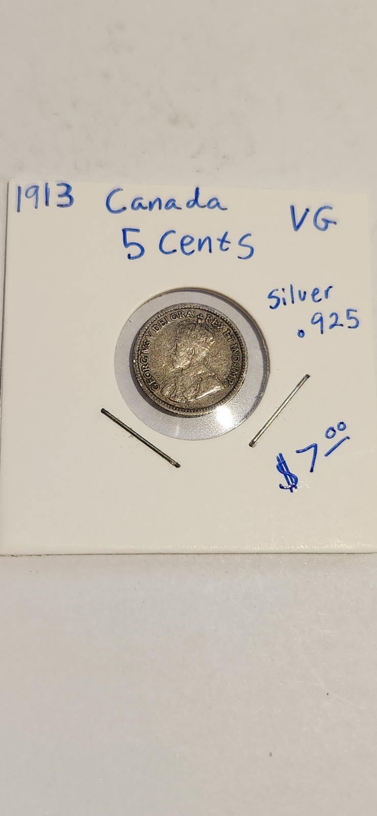 Canada, 5 cents, 1913 Silver coin(0.925)