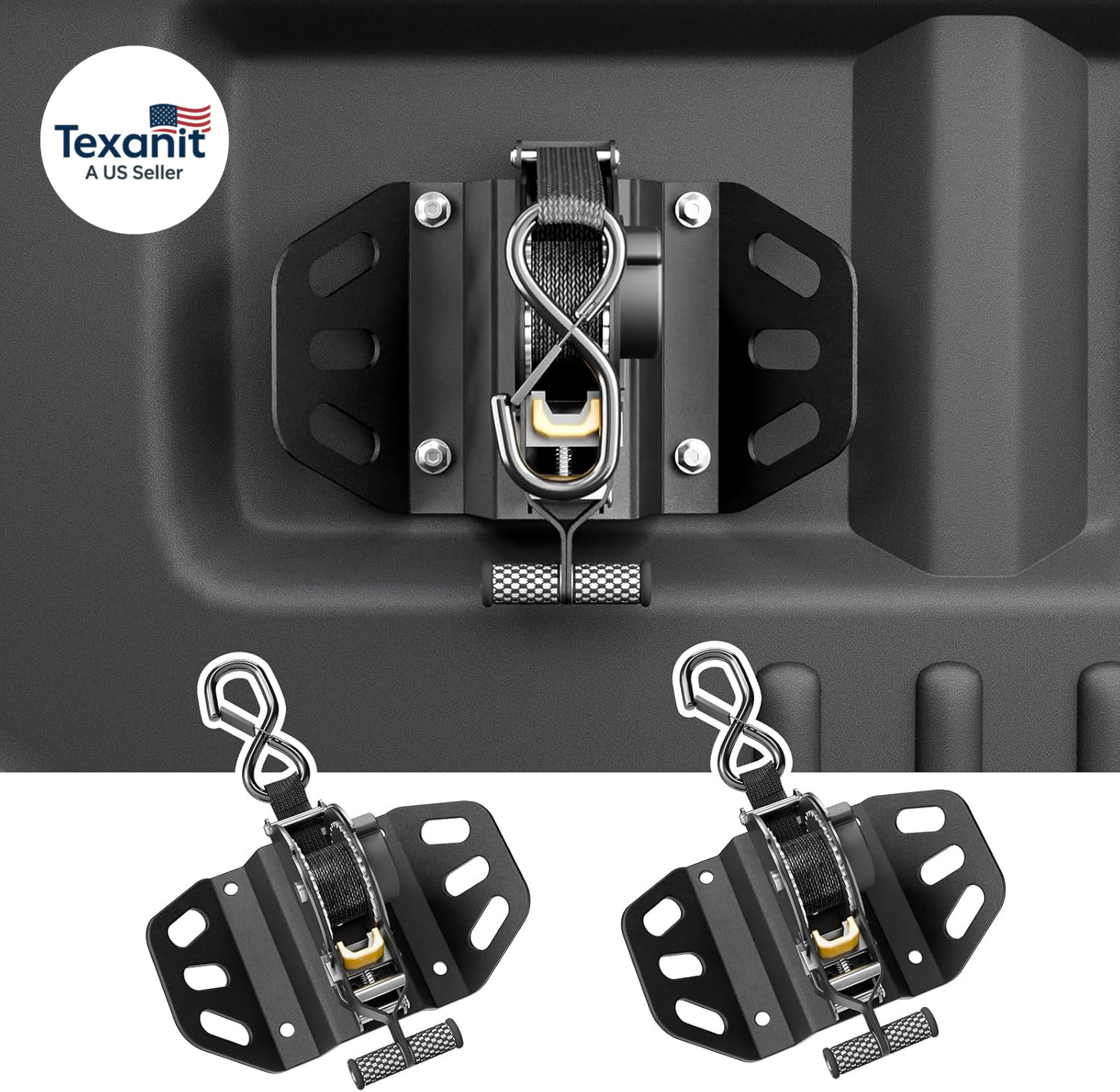 2PCS Retractable Ratchet Straps for Ford F150 2015 to 2026 Truck Bed Tie Downs