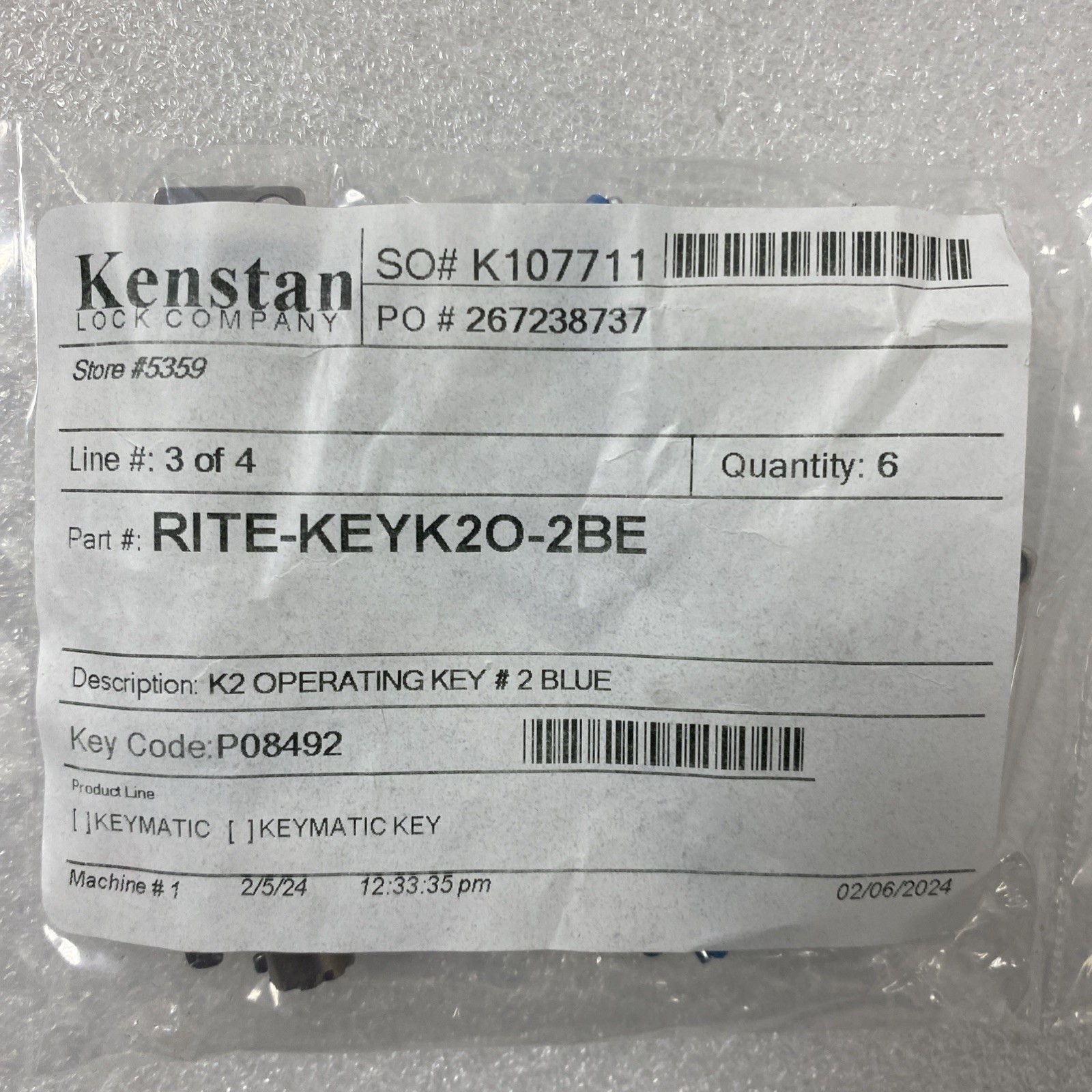 🔐 Kenstan K2 Ratchet Tubular Keymatic Lock Set Bundle Keys + Core + CHANGE KEY