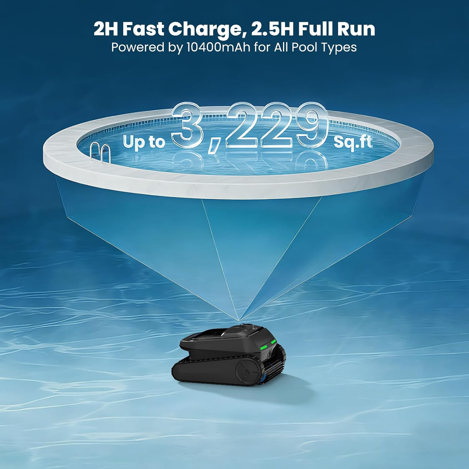 Automatic Robotic Pool Vacuum Cleaner with Skimmer, Smart Navigation, Pool Clean