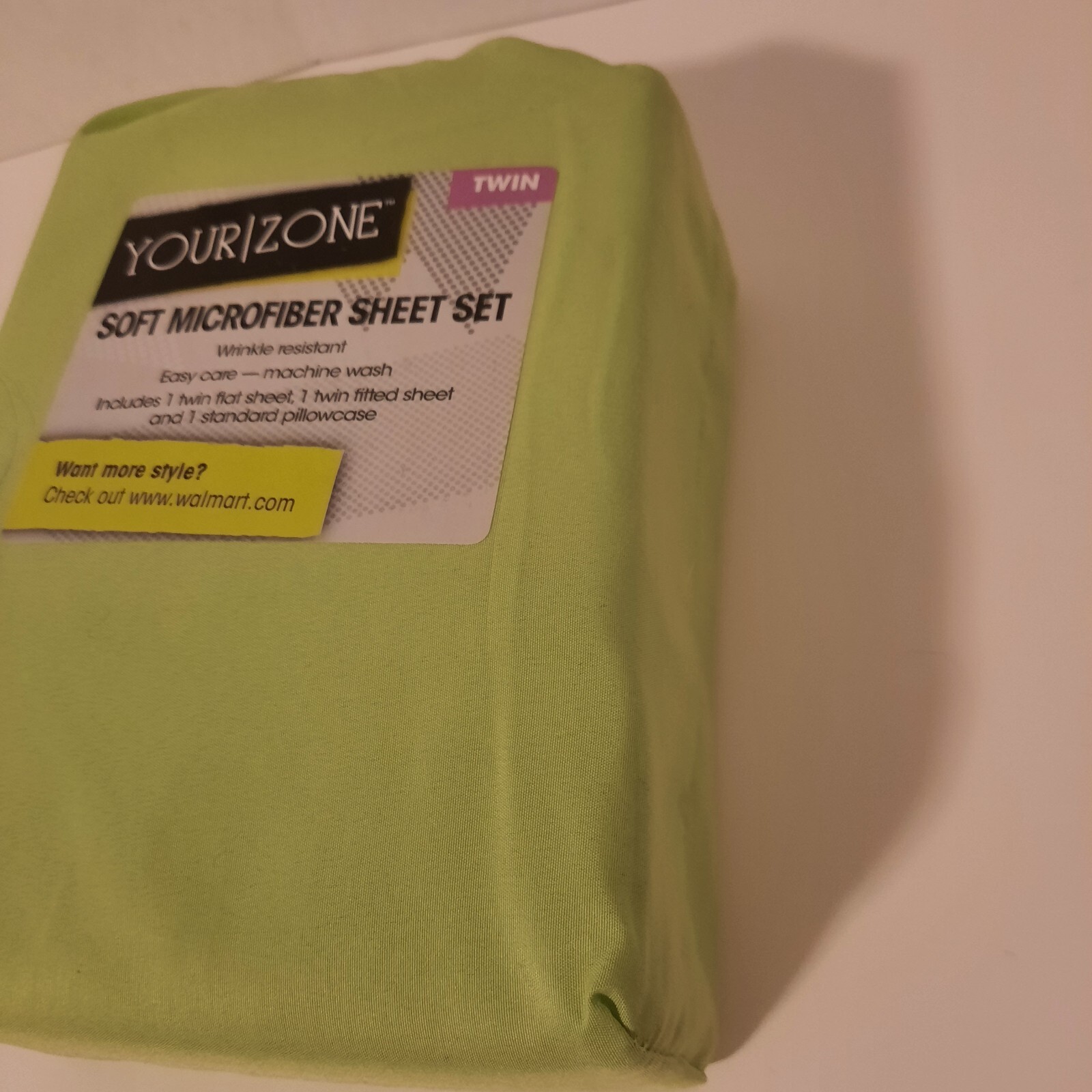 Your Zone Twin Sheet Set Soft Microfiber In Lime Apple Green