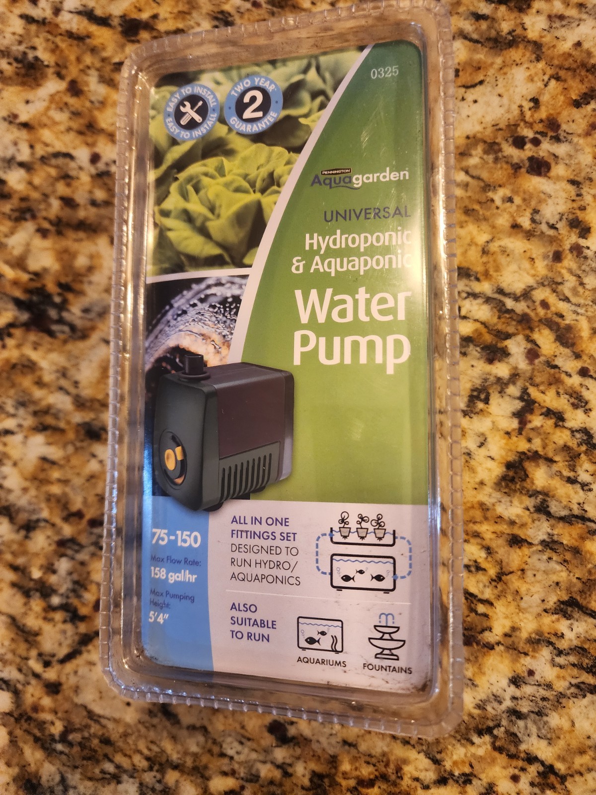 Pennington AquaGarden Water Fountain Pump,75-150  Max Flow 158gal/hr