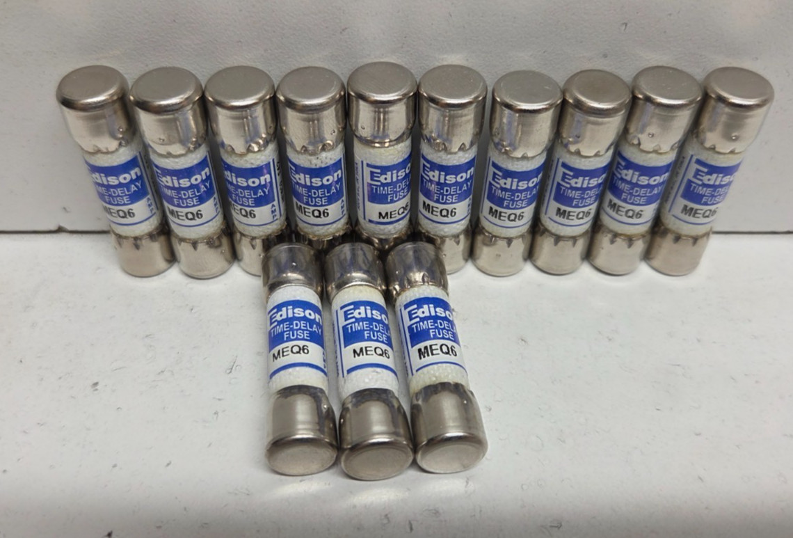 LOT OF 13 NEW NO BOX! EDISON 6A 500V FUSES MEQ6
