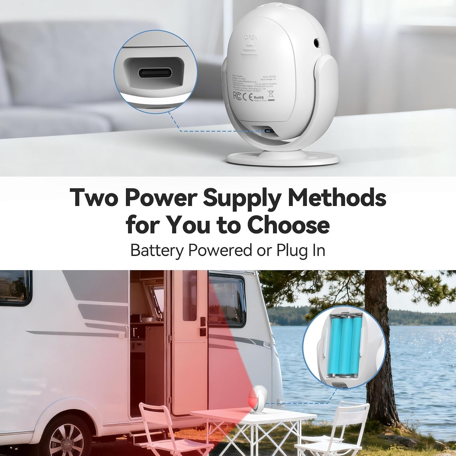 TECKNET 125dB Loud Indoor Motion Sensor Alarm with Remote Control
