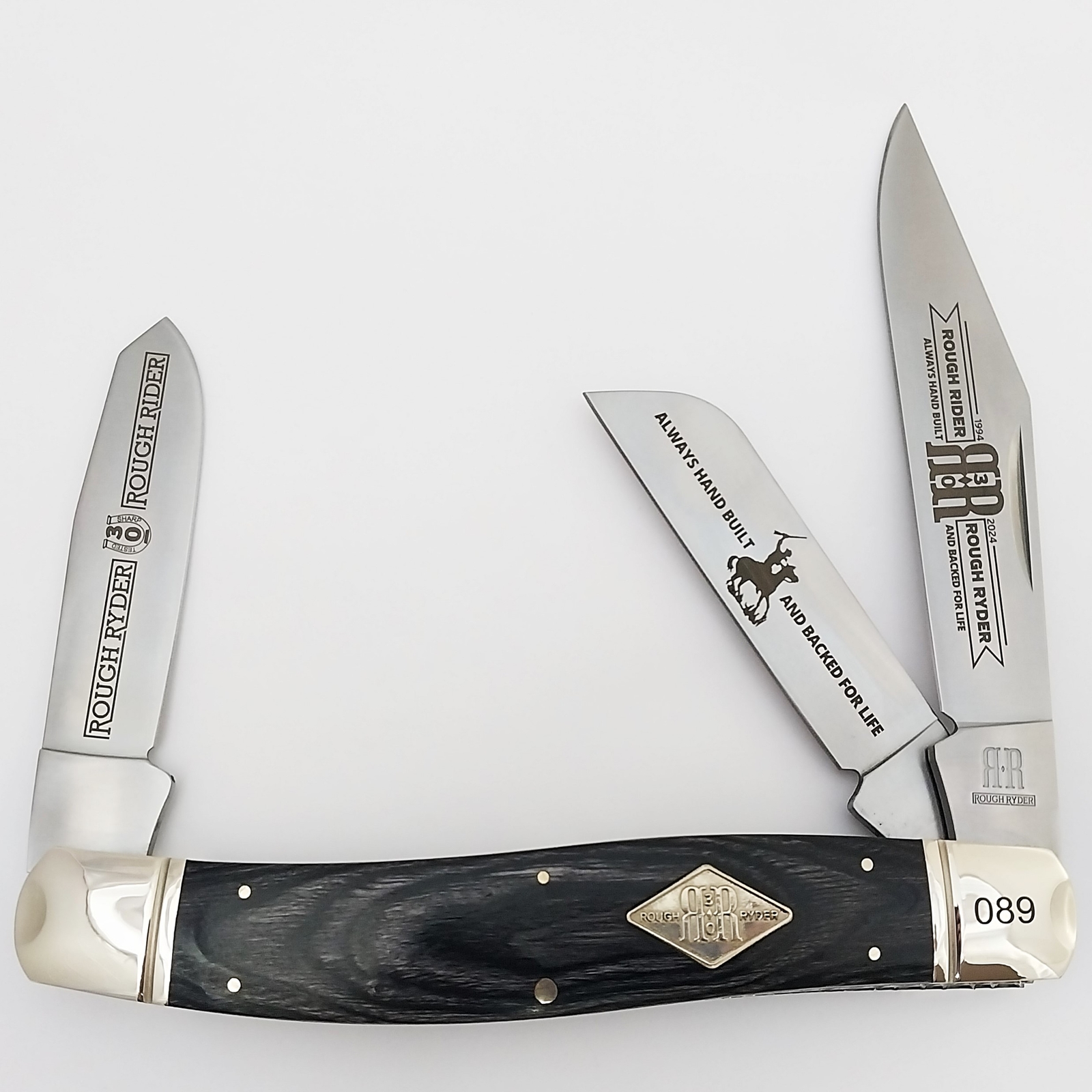 Rough Ryder 30th Anniversary 8" Stockman Black Wood Folding Stainless Knife 2648