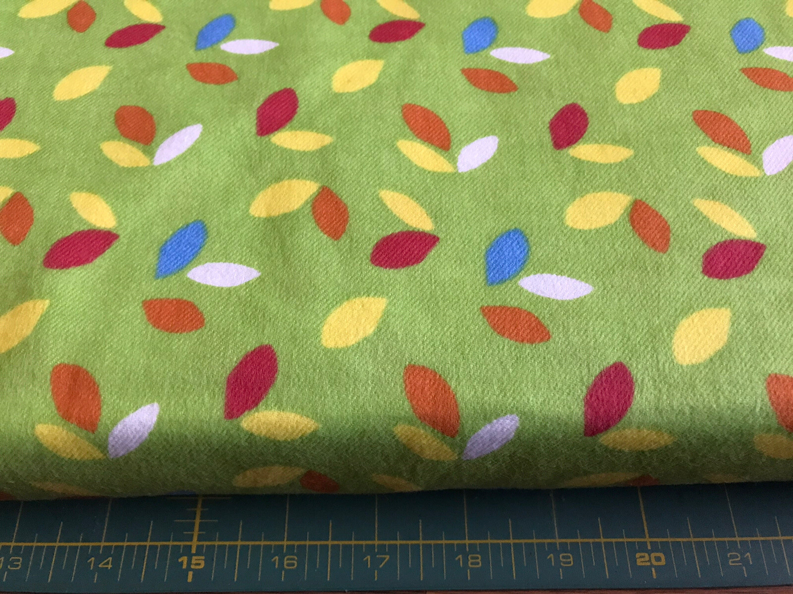 Bright Owl Leaf Flannel fabric sold by the yard #266