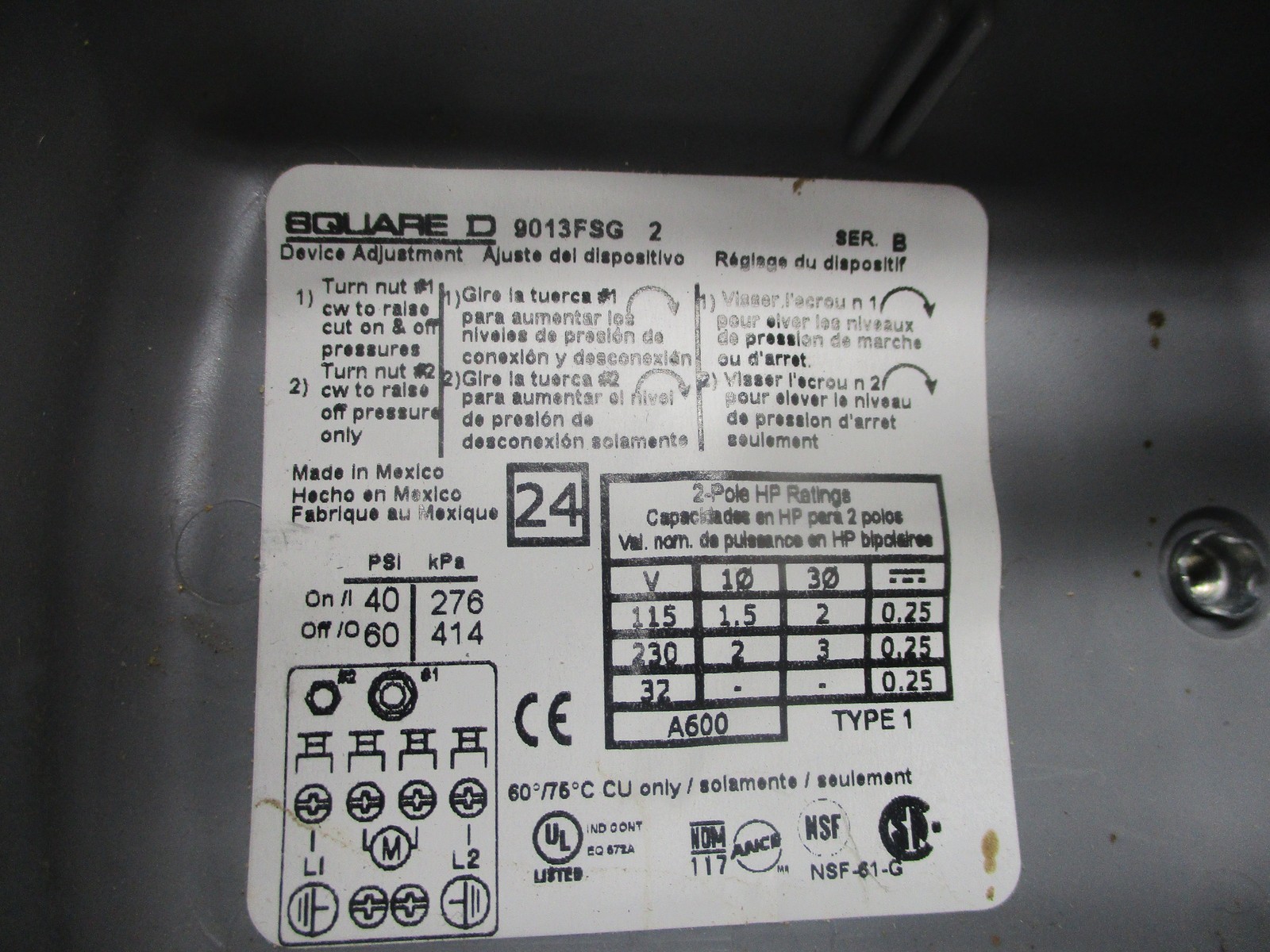 SQUARE D 9013FSG2 SER.B SWITCH NSNP