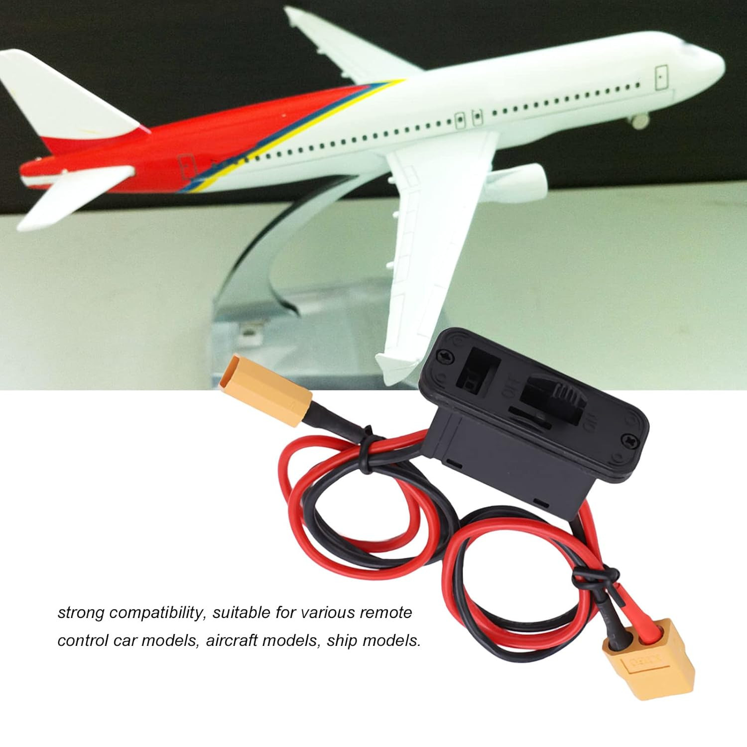 RC Switch, Heavy Duty RC Airplane Switch with XT60 Plug, 18AWG Large Current Ele