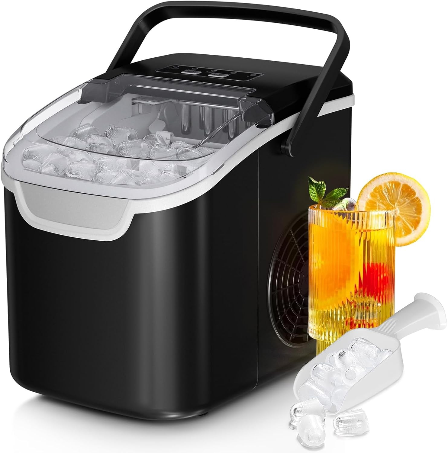 Countertop Ice Maker Machine, 8 Ice Cubes in 6 mins, 26lb/Day Ice with 2 Sizes