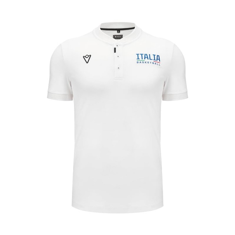 BASKETBALL ITALY – POLO COTTONPOLY SHIRT WHITE - MACRON - Season 2024/25