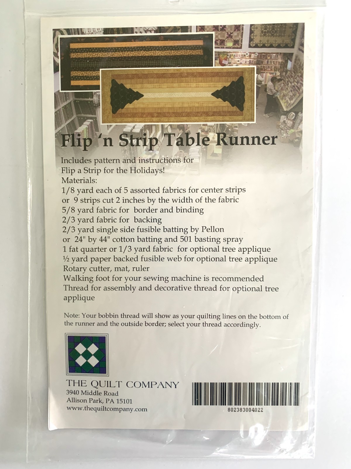 The Quilt Company FLIP N STRIP Table Runner Pattern 17" x 46