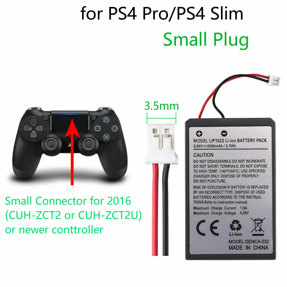 Battery pack For Sony Playstation 4 PS4 Pro & Slim DualShock Controller + Cable