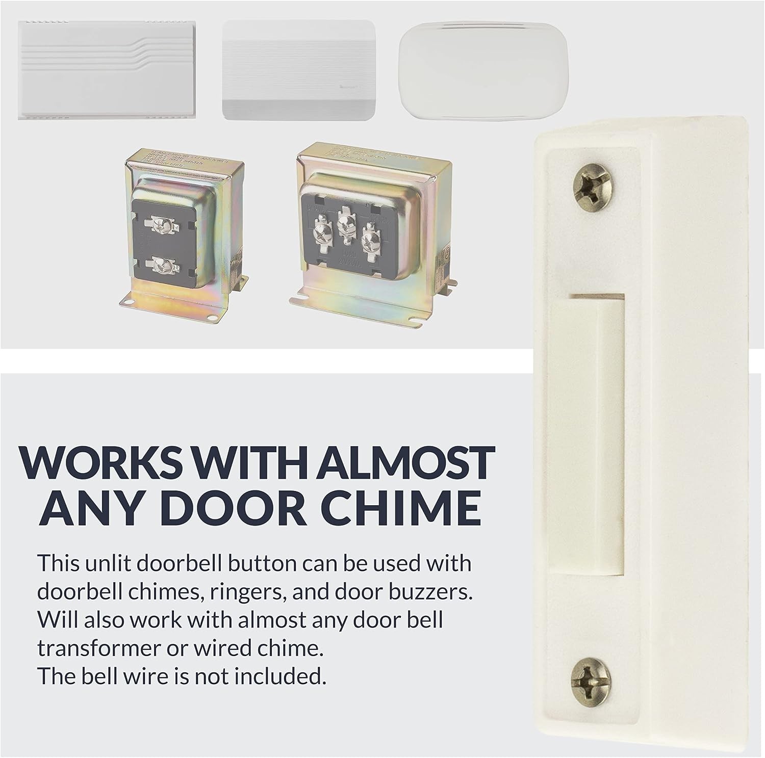 Unlighted Surface Mount Doorbell Button in White - Easy installation & Durable