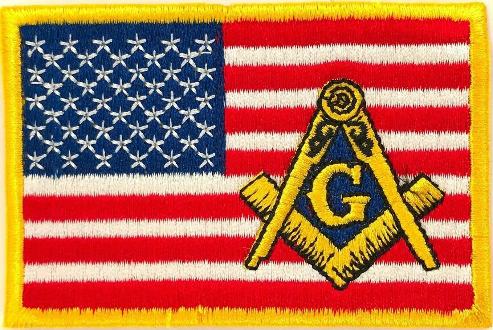 USA American Flag MASONIC LOGO Embroidered Patches 3.5" x 2.5" iron-on