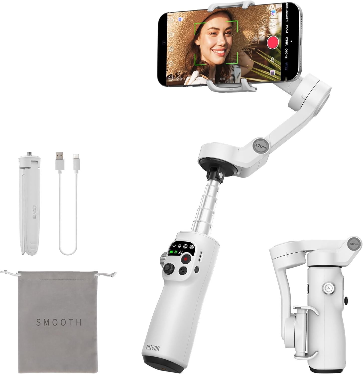 Zhiyun Smooth Q5 Ultra Phone Gimbal Foldable for Smartphone built-in Fill Light