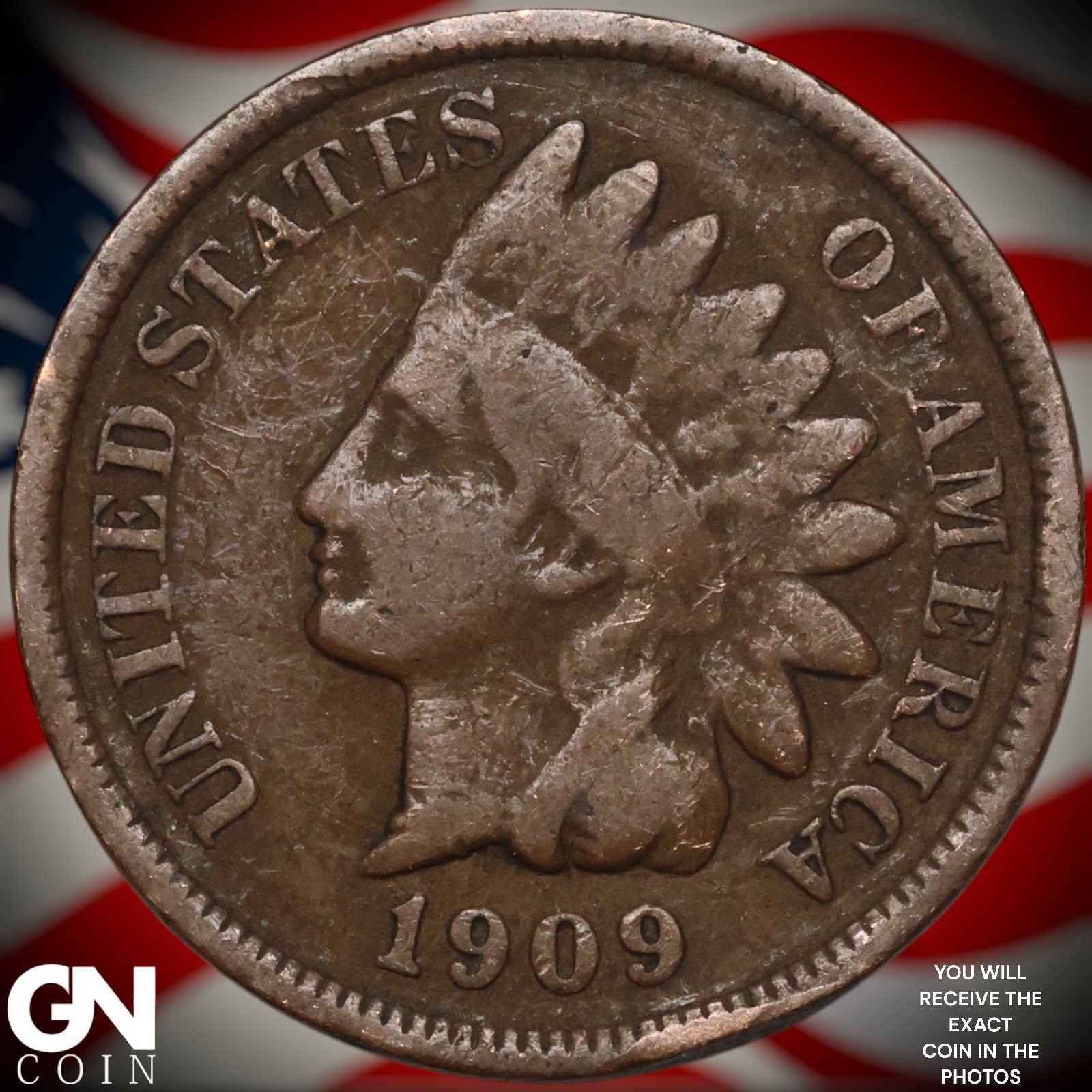 1909 Indian Head Cent Penny A9013