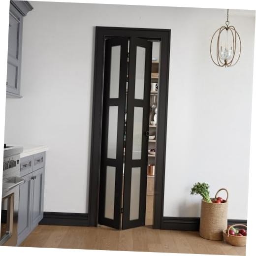 Bifold Doors for 24" x 80" Opening, 3-lite Tempered Frosted Glass Closet