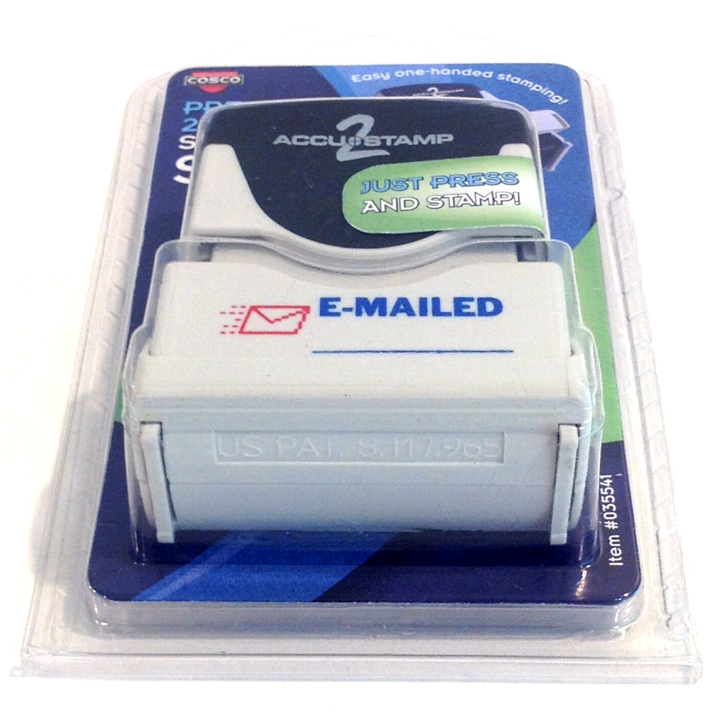 ACCUSTAMP 2 "E-MAILED" Pre-Inked Shutter Stamp Blue Red Ink 1 5/8 x 1/2 NEW