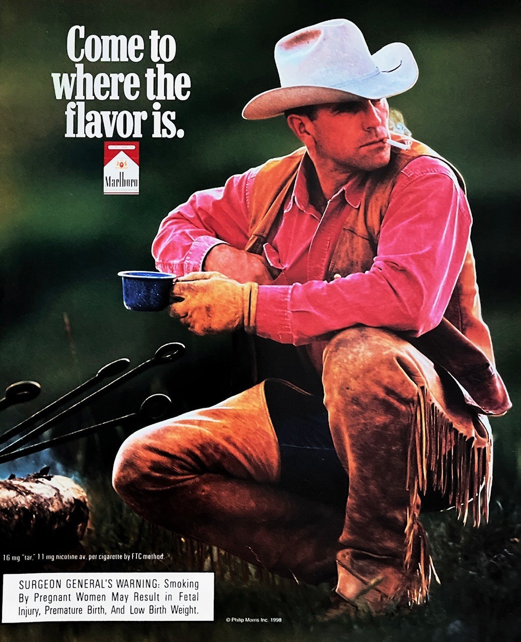 1998 MARLBORO Original Vintage Print Ad Cowboy Cigarettes 9" x 11"