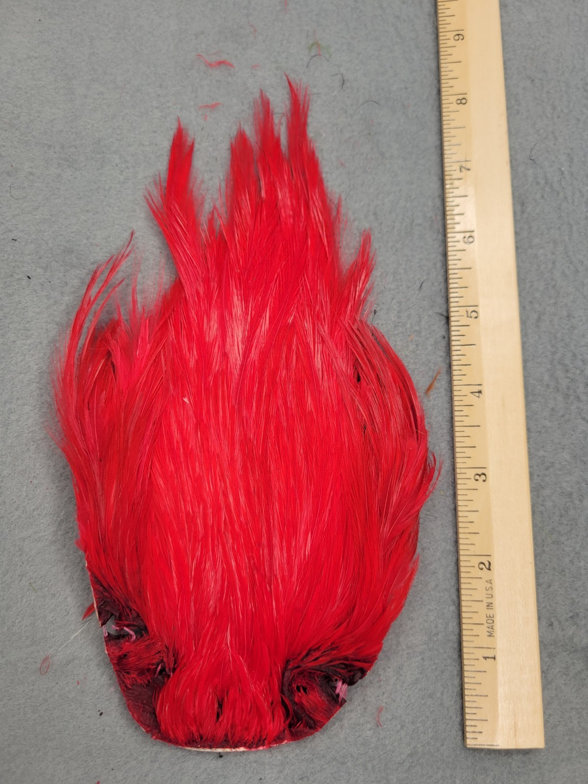 Lot 211,  Grade B,  DYED RED India Rooster Streamer Neck Cape Feathers