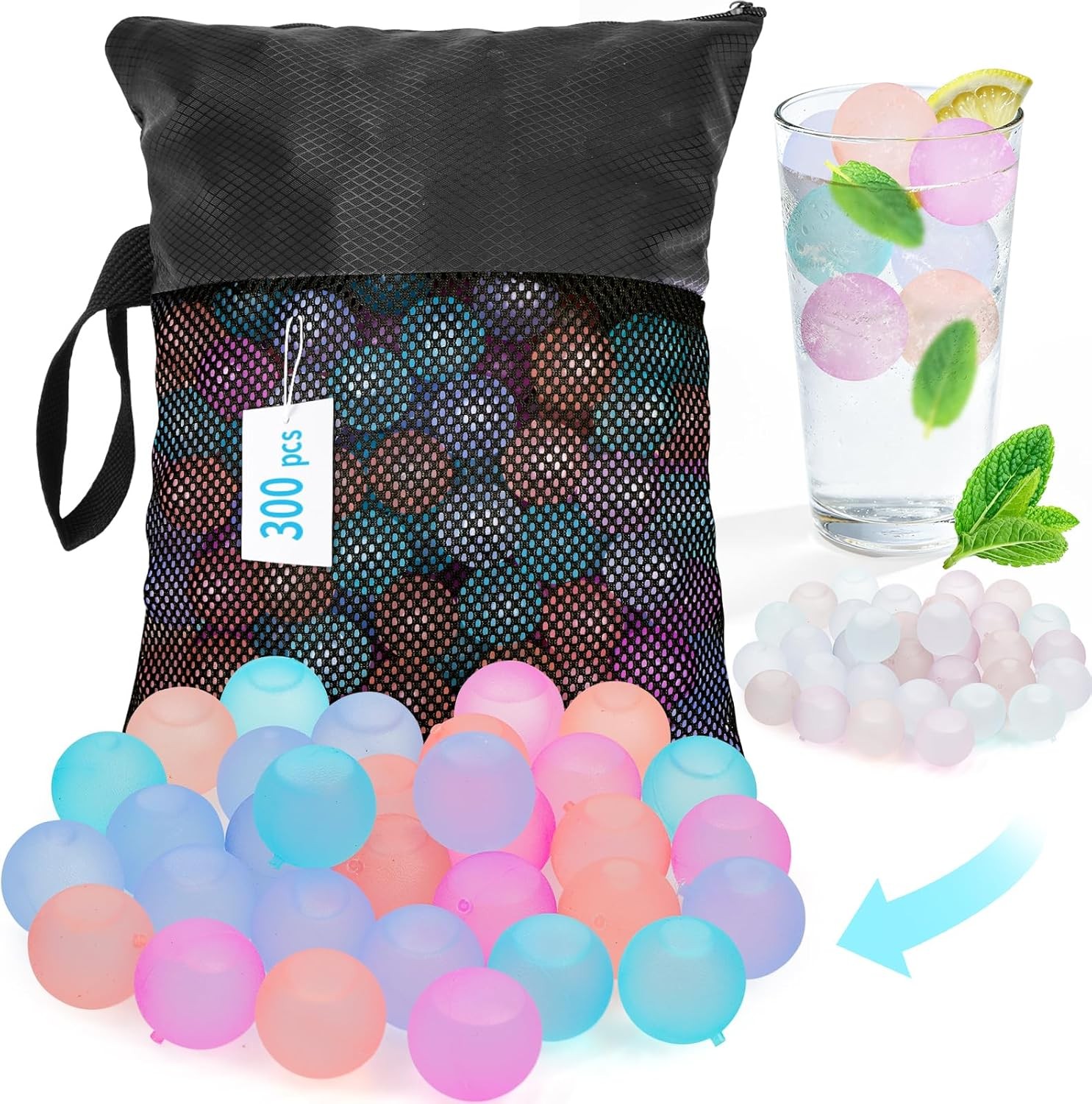 Reusable Ice Cubes for Coolers, Zero Refreezable Ice Cubes Set with Storage Bag,