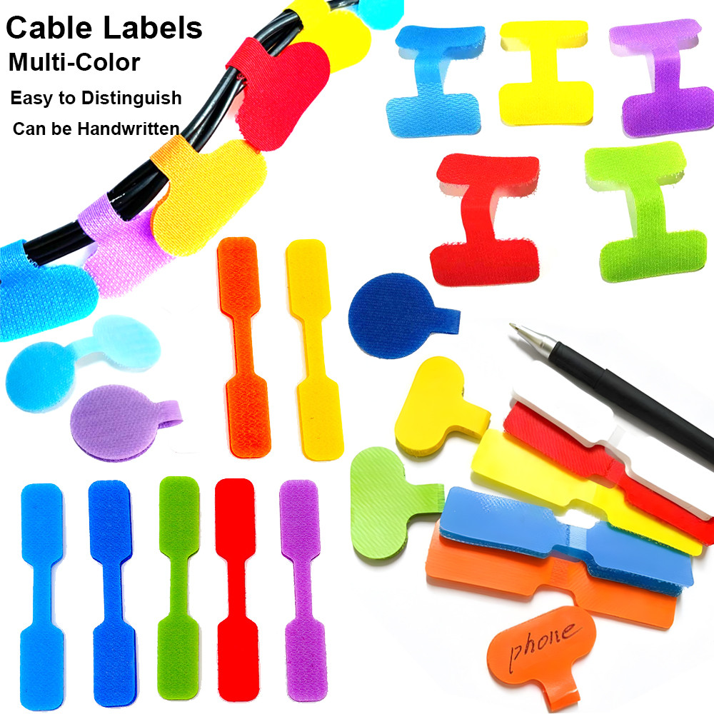 Self Adhesive Cable Labels Reusable Writable Cord Label Tags Cable Management