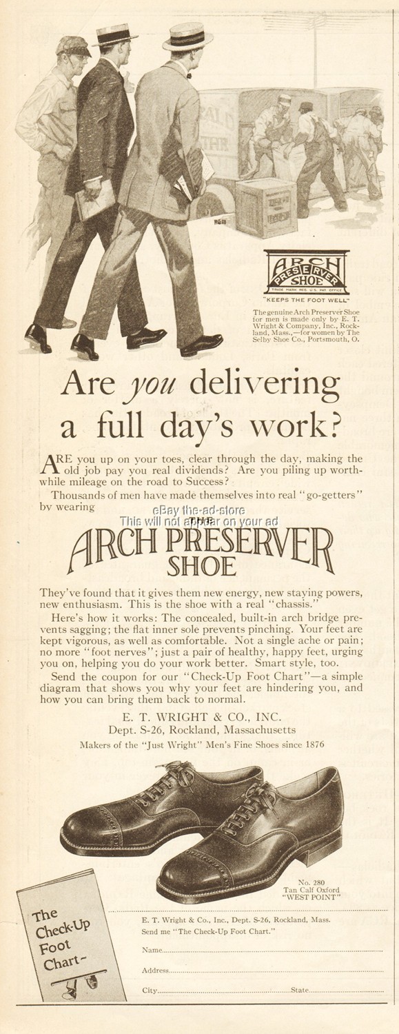 1925 E T Wright Rockland MA Men's Shoes Footwear Are You Delivering Vintage Ad