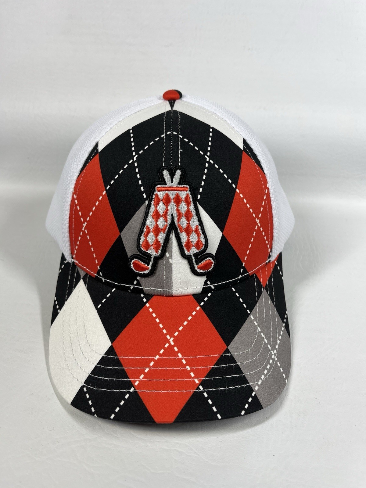 Royal and Awesome Golf Baseball Cap Men`s Diamonds in the Rough Black Argyle Hat