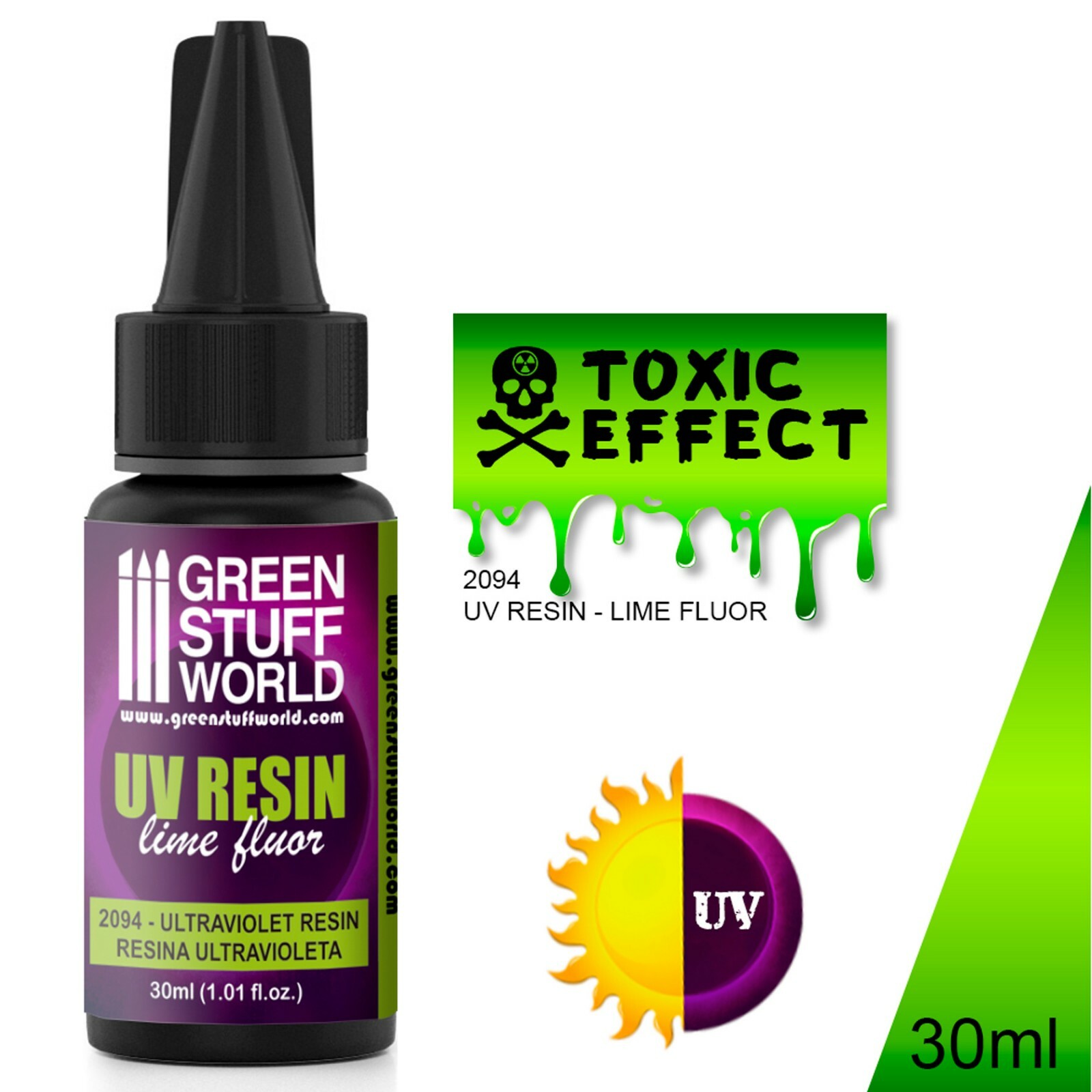 UV Resin 30ml - Toxic Effect Lime Fluor Effect for Miniature effect Swamps Ponds