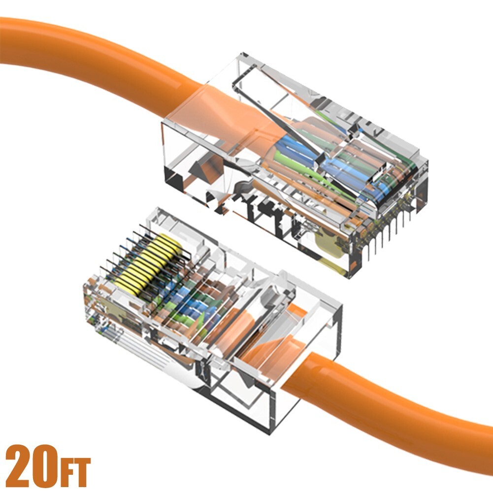 20FT Cat5e RJ45 Ethernet LAN Network UTP Non-Booted Patch Cable Copper Orange