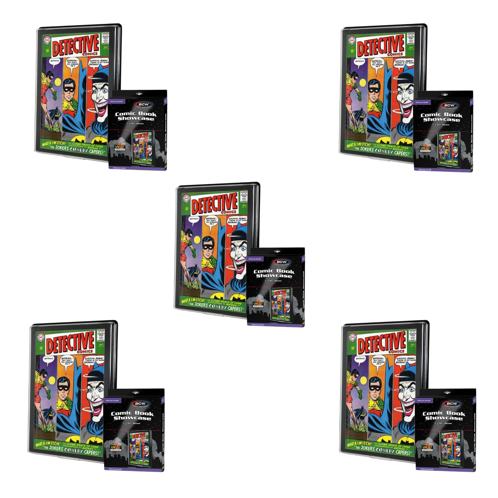 BCW SILVER Comic Book Showcases - UV Protection Display Case - *FIVE PACK*