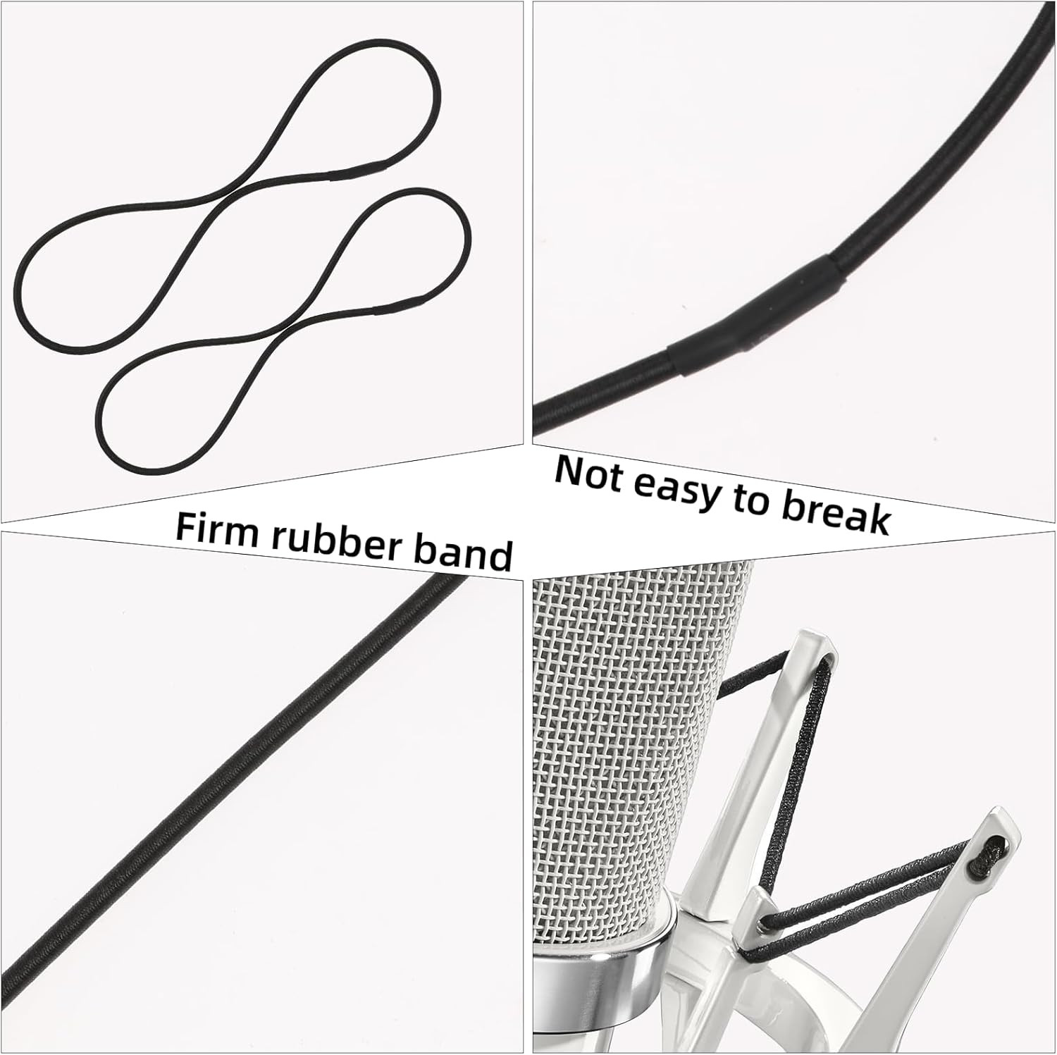 8PCS Microphone Shock Mount Rubber Ring, Black Universal Elastic Bands Replaceme