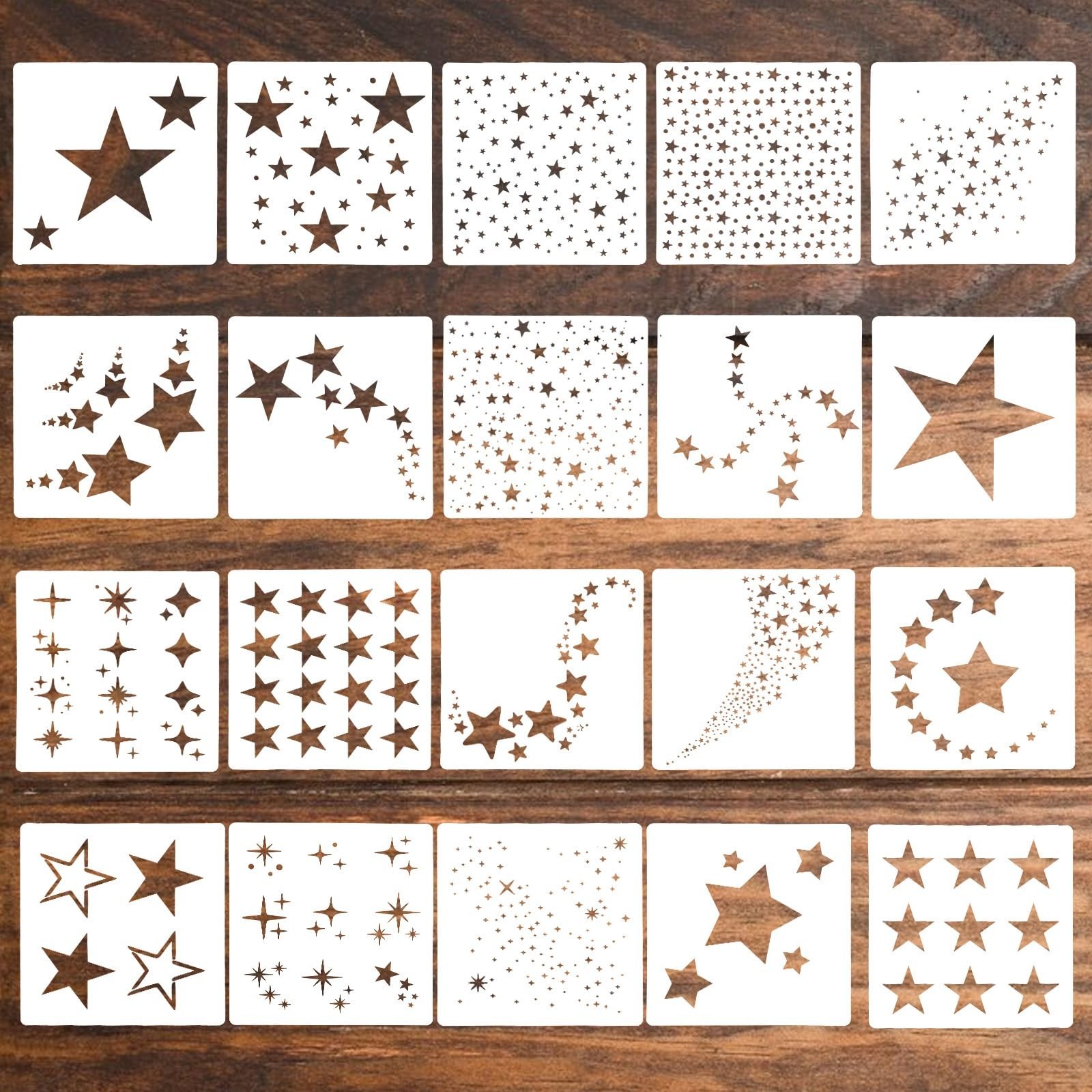 20 Pcs Star Stencils for Painting, Reusable Stencils for Crafts, Large Fabric...