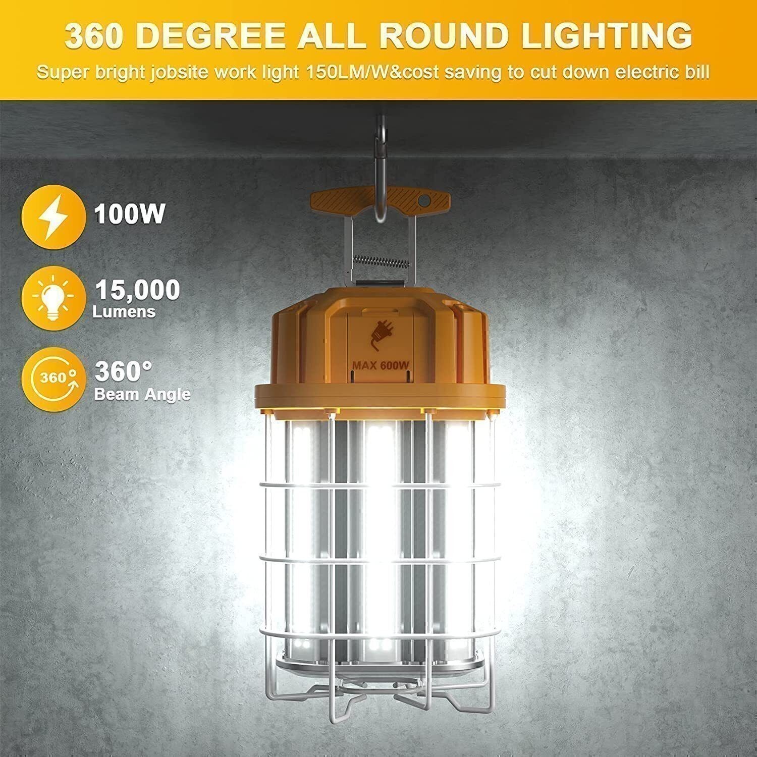 100W LED Temporary Work Light 5000K 14500Lm 400W /HPS Hanging Construction Light