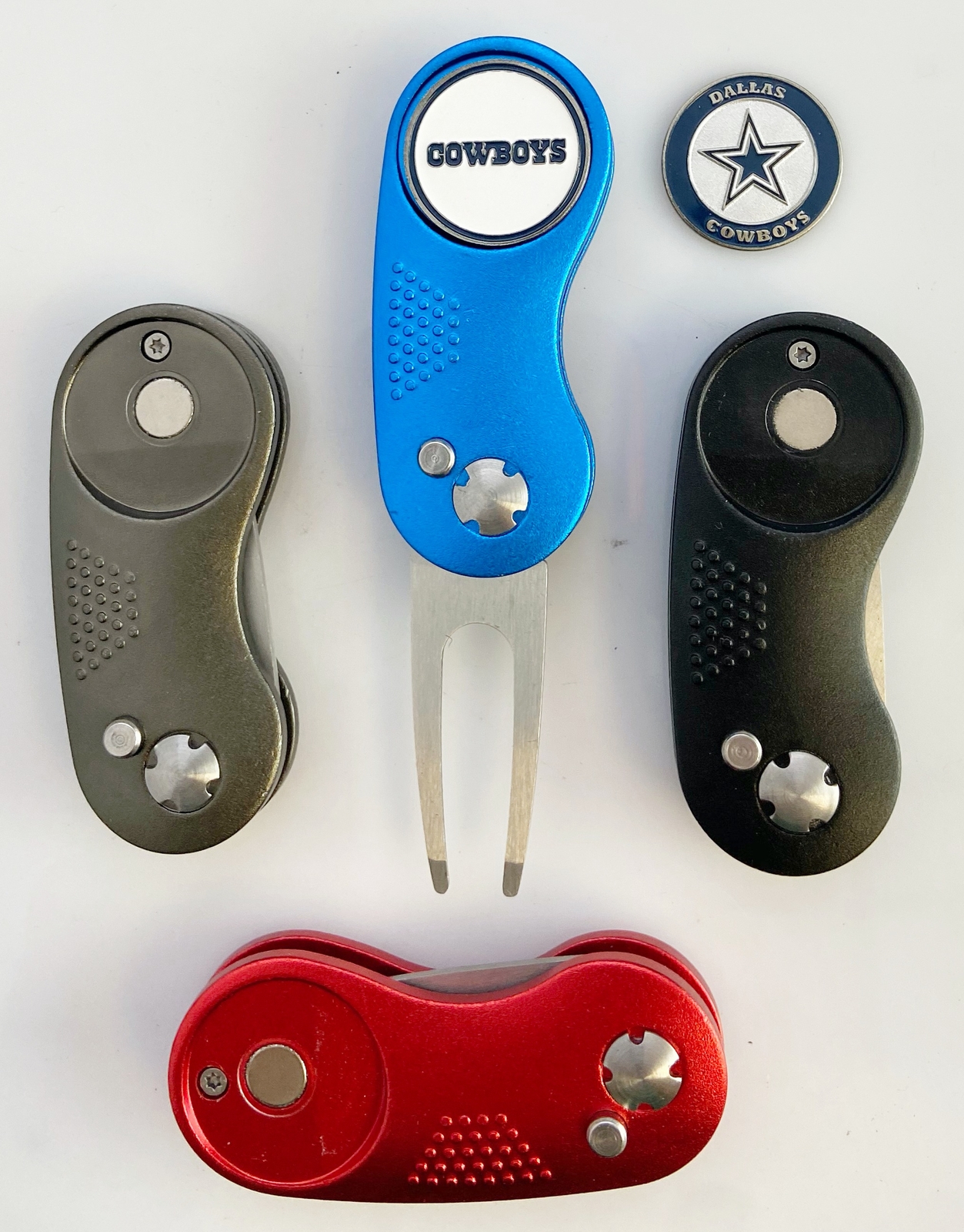 NFL 2 Prong Switchblade GOLF DIVOT REPAIR TOOL Black + Ballmark DALLAS COWBOYS