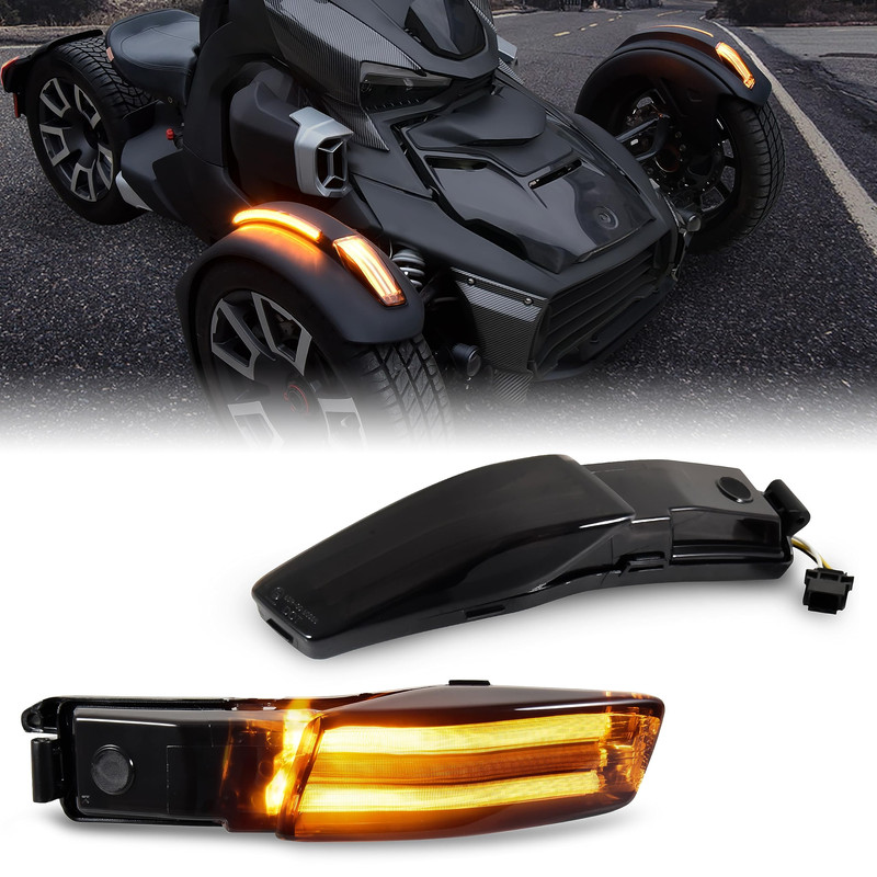 Sautvs Front Fender Led Lights For Can Am Ryker Smoked Black Fender Lights