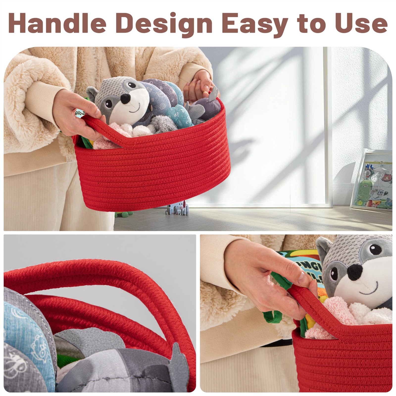 Bufims Small Woven Red Gifts Basket for Storage Empty with Ribbons and Bags D...