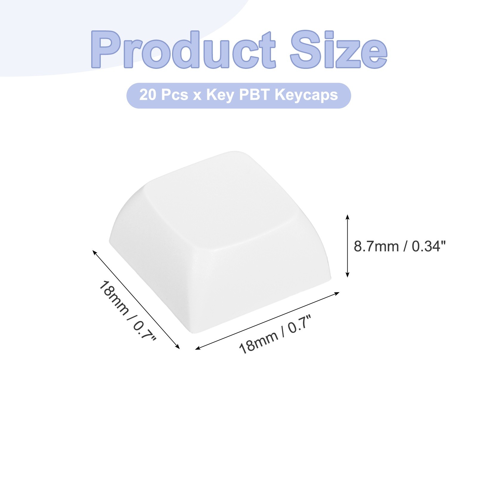 20Pcs PBT Keycap Set Mechanical Numeric Keypads for Keyboard, White