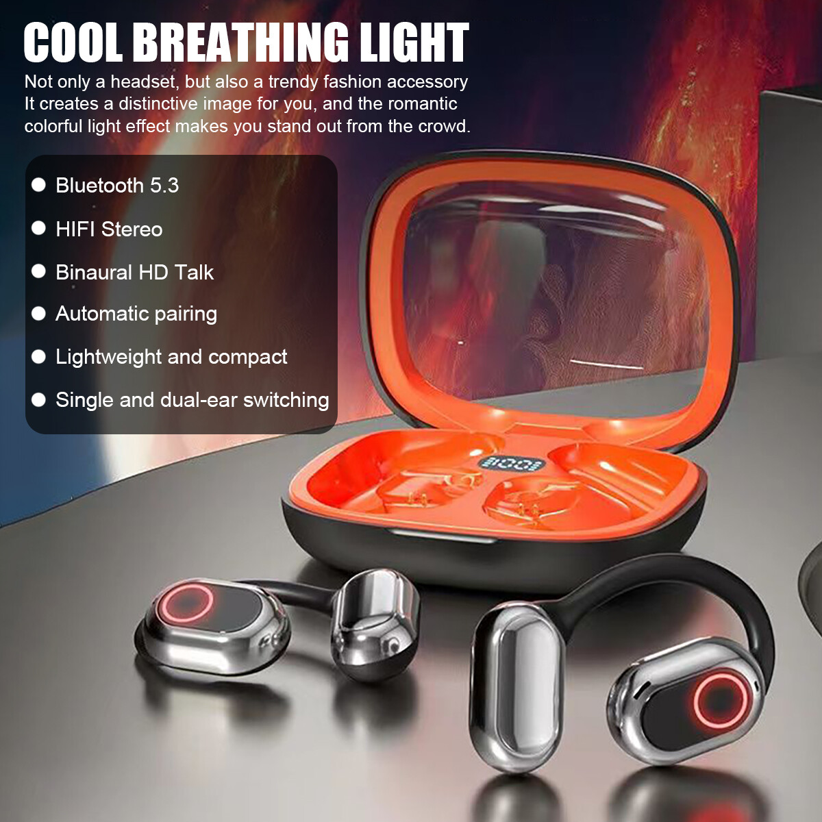 Wireless True Bone Conduction Headphones Wireless Headset Earbuds Bluetooth V5.3