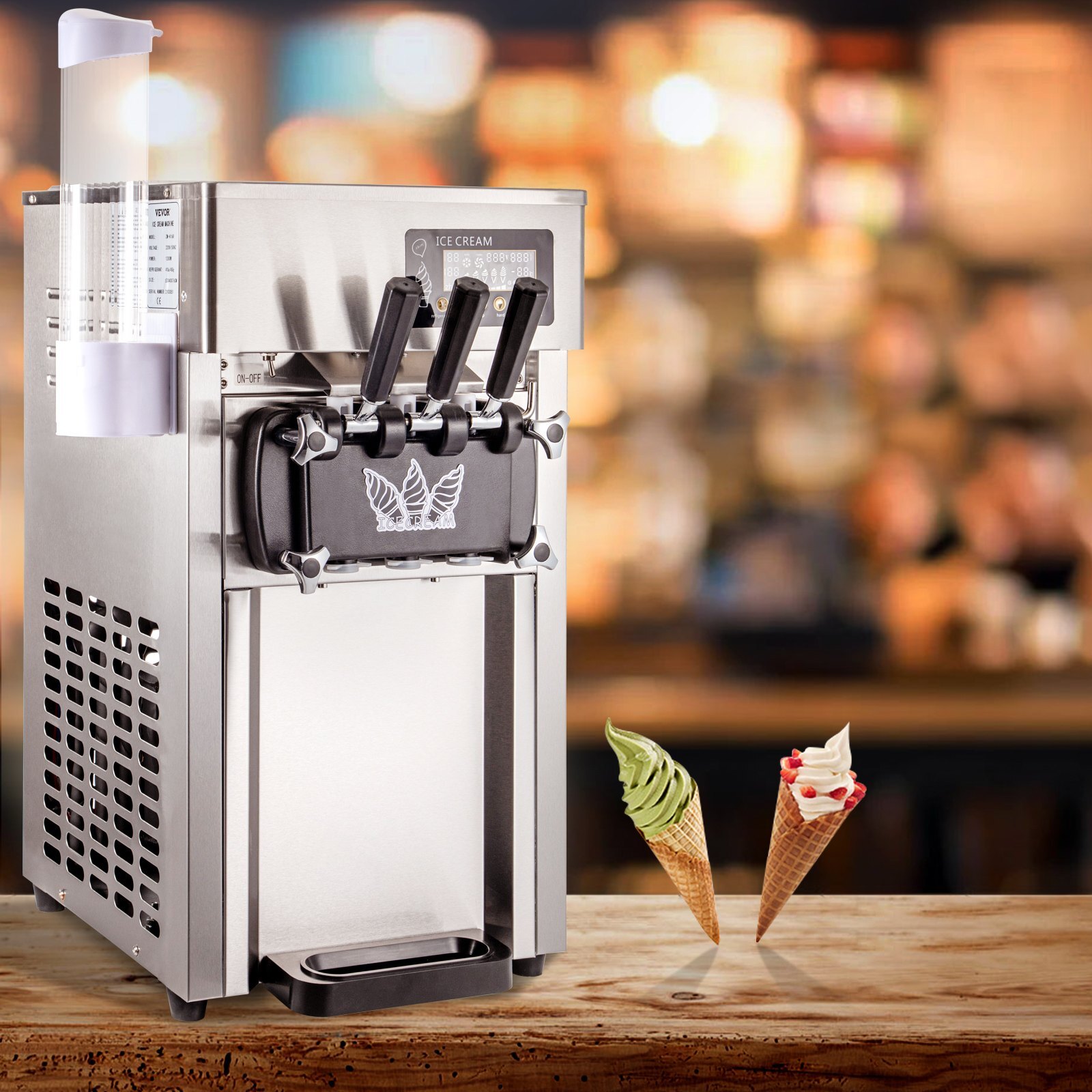 SIHAO 1200W Commercial Soft 2+1 Flavors 5Gal/H Output 3L Hopper Restaurants Café