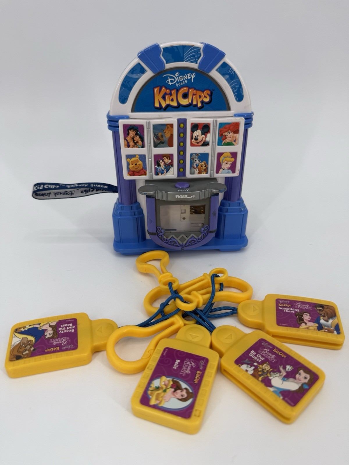 Vintage Tiger Disney Tunes Kid Clips Jukebox Player W/ 4 Clips Beauty & Beast