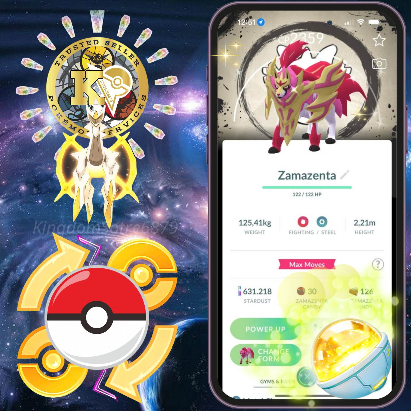 Pokémon —GO— Shiny Zamazenta Crowned—Background—GO Fest 2026—P.T.C—TRADE—Digital