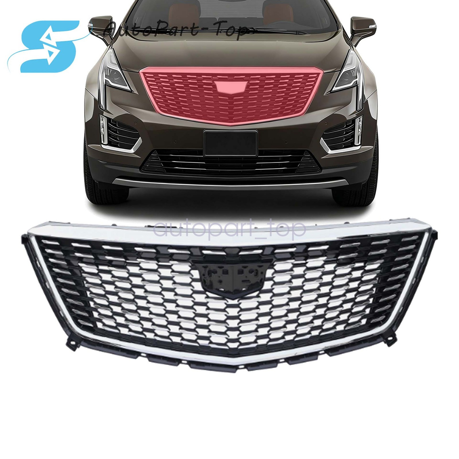 W/Chrome Molding Trim Upper Bumper Grille For 2020-2022 Cadillac XT5 84724566