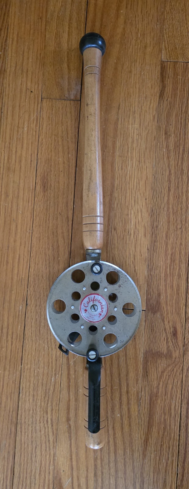 40'S/50'S CANADIAN WOOD ICE FISHING TROLLING ROD NESTOR~MURPHY CALIFORNIAN REEL