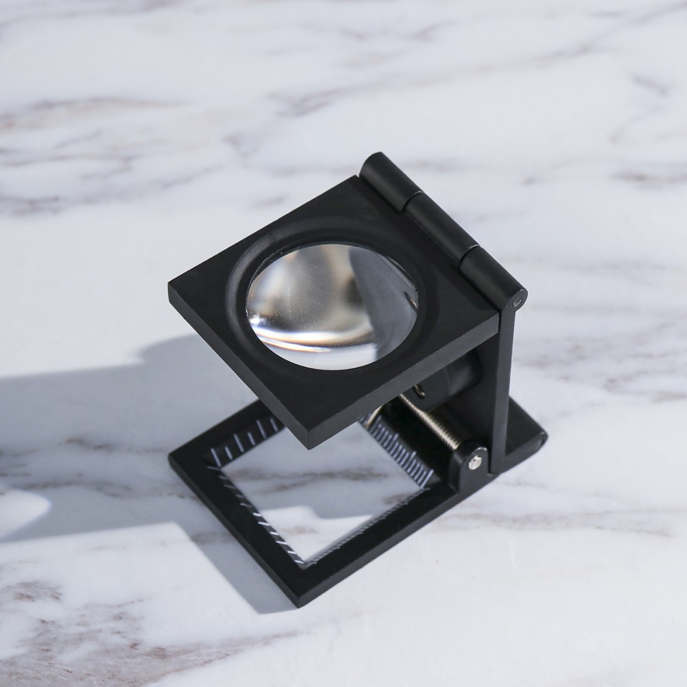 Portable Three Folding Desktop 8X Magnifier Glass Stand with Led Lights Scale