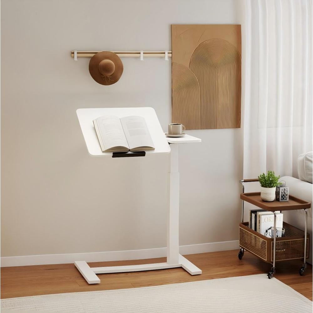 Mobile Adiustable Standing Desk Overbed bedside desk with Flip Desktopand4 Wheel