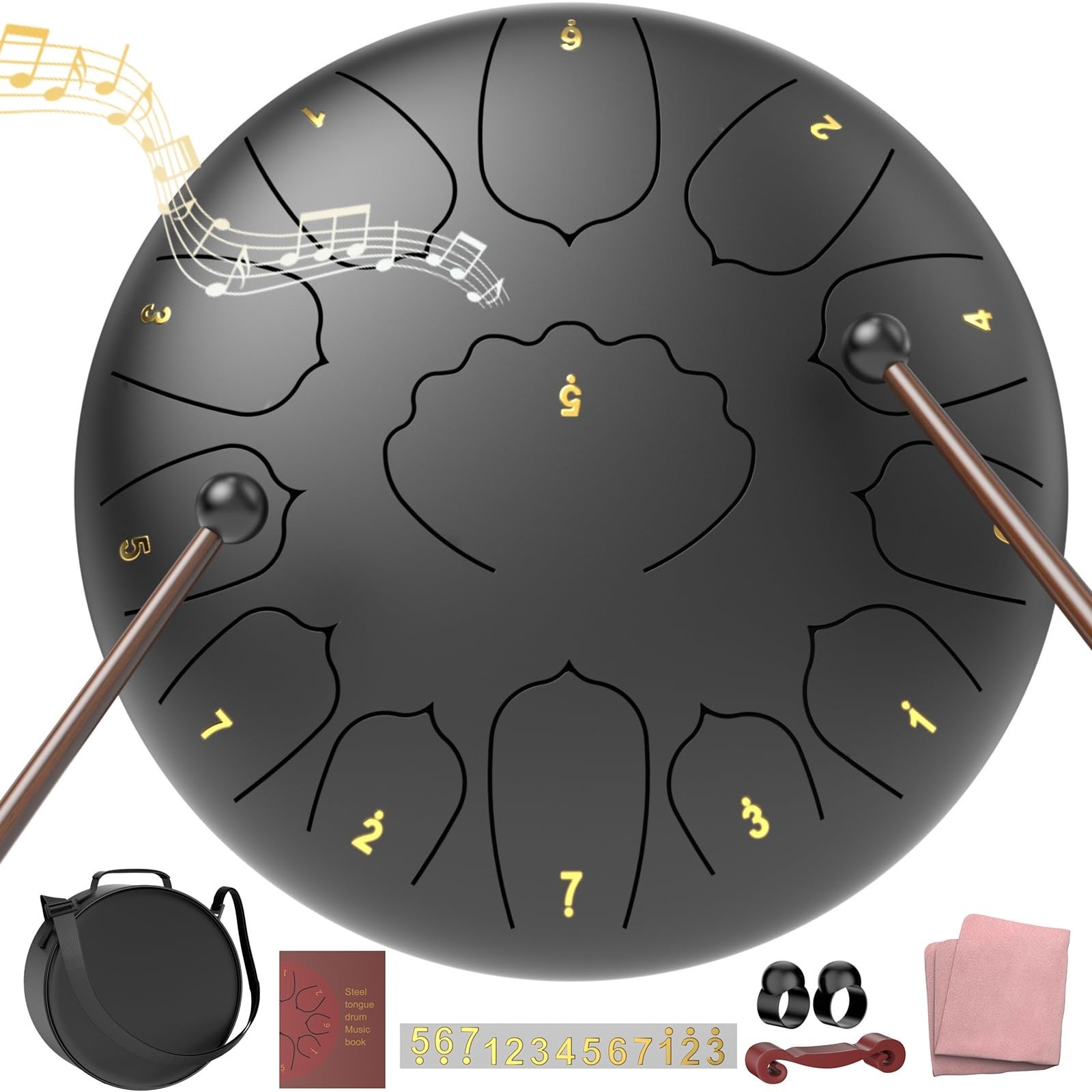 Large Steel Tongue Drum Handpan: 12 Inches 13 Notes Rain Drums for ... Fast Ship